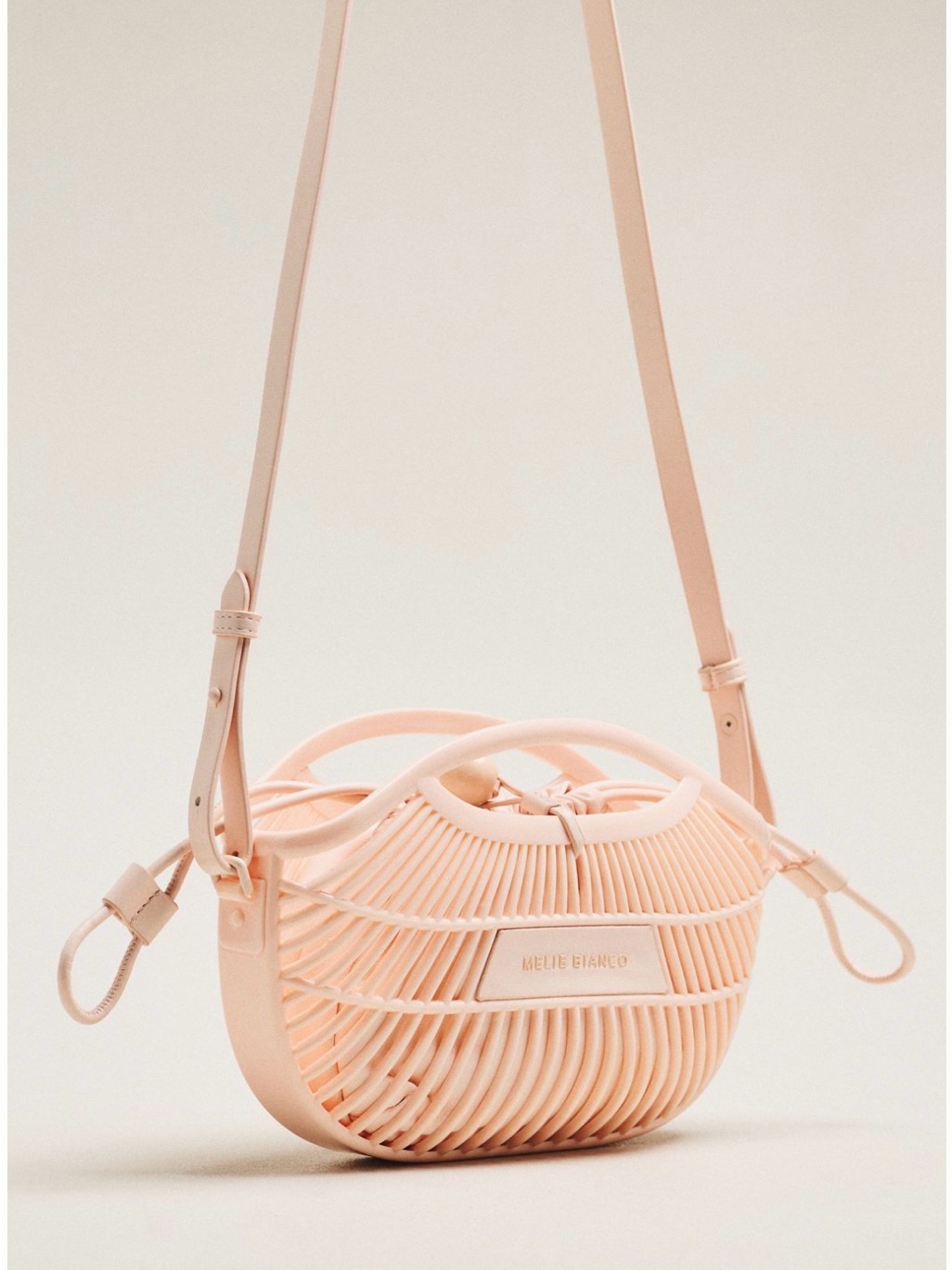 Melie Bianco Blush Pink Sculptural Jelly Crossbody Bag
